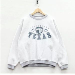 VTG University Texas Oversized Inside Out Sweatshirt Crew Medium NCAA